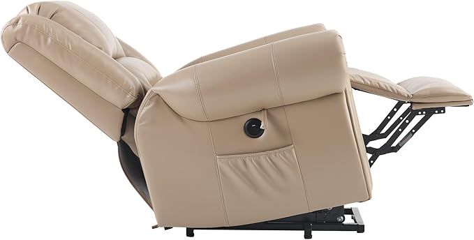 Power Lift Recliner Chair with Massage and Heating PU Leather Electric Recliner Sofa with USB Charger 300lbs Capacity Lift Chair 8-Point Massage &amp Lumbar Heating Easy Assembly(Light Brown)