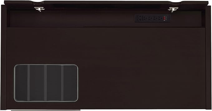 Coaster Home Furnishings - Halston - Engineered Wood - 47-Inch Computer Desk with Drawers Door Cabinet &amp Lift-Top Storage Tempered Glass Top Contemporary Style - Home Office - Cappuccino - 8007