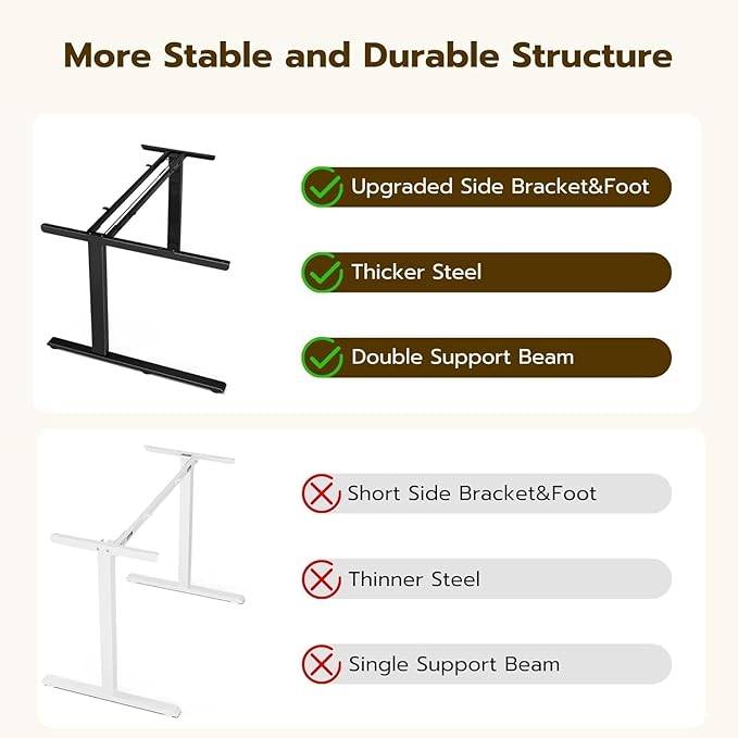 59 Inch L Shaped Standing Desk Electric Adjustable Height Corner Standing Desk Electric Sit Stand Table with Reversible Splice Boards for Computer Office Home (Rustic Brown)
