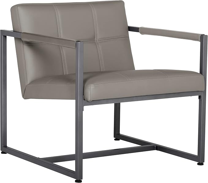 Camber Modern Accent Chair in Blended Leather Pewter Gray/Mushroom