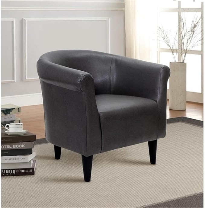 Pemberly Row Traditional Club Chair Faux Leather Slate Gray Finish 32 H x 30.5 W x 27.5 D Lightweight Accent Chair Padded Seat for Comfort Contemporary Design for Living Room or Bedroom