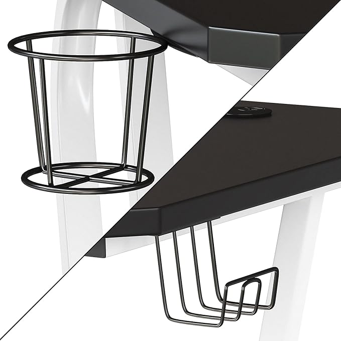 Flash Furniture Fisher Gaming Desk - White Ergonomic Computer Desk - 51.5 Gamers Table with Cup Holder and Headphone Hook