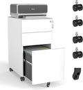 Metal 3 Drawer File Cabinet with Lock on Wheels Locking Filing Cabinet with Key for Home Office Rolling Filing Cabinets with Wheels All-Steel Metal 110 LBS Capacity (3 Drawer White)