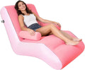 Inflatable Indoor Living Room Chair Lounge with Handrails Inflatable Foldable Deck Chair with Air Pump Outdoor Travel Camping Picnic Beach Chaise Lounges(Pink)