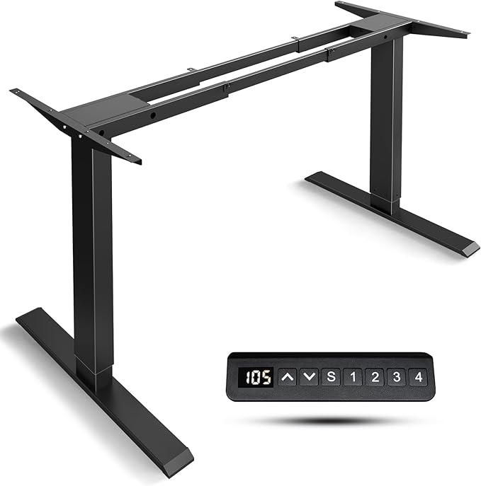 Dual Motor Standing Desk Frame- Height Adjustable Electric Desk Legs Heavy Duty Sit to Stand Up Desk Base 4 Memory Settings Controller for Adjustable DIY Desktop Over 300 lbs Load Capacity