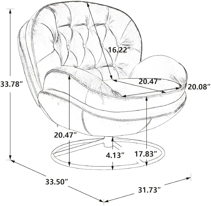 360° Swivel Chair with Ottoman Set Lounge Chair with Metal Base Frame &amp Footrest Velvet Accent Chair TV Chair Sofa Chair Upholstered Arm Chair Single Sofa for Living Room Bedroom Office Green