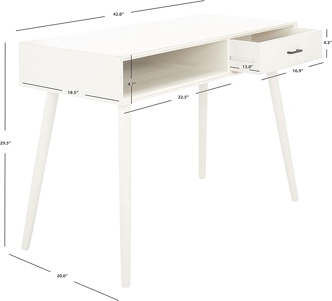 Safavieh Home Collection Remy Distressed White 1-Drawer Writing Desk