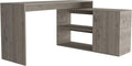 Light Gray L-Shaped Writing Desk with 2 Shelves - Modern Home Office Design