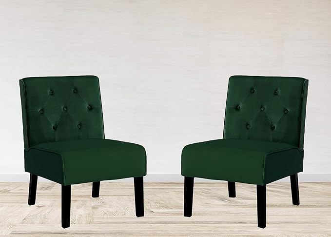 Reeso 2-Piece Living Room Armless Button Tufted Pattern Accent Chair Green
