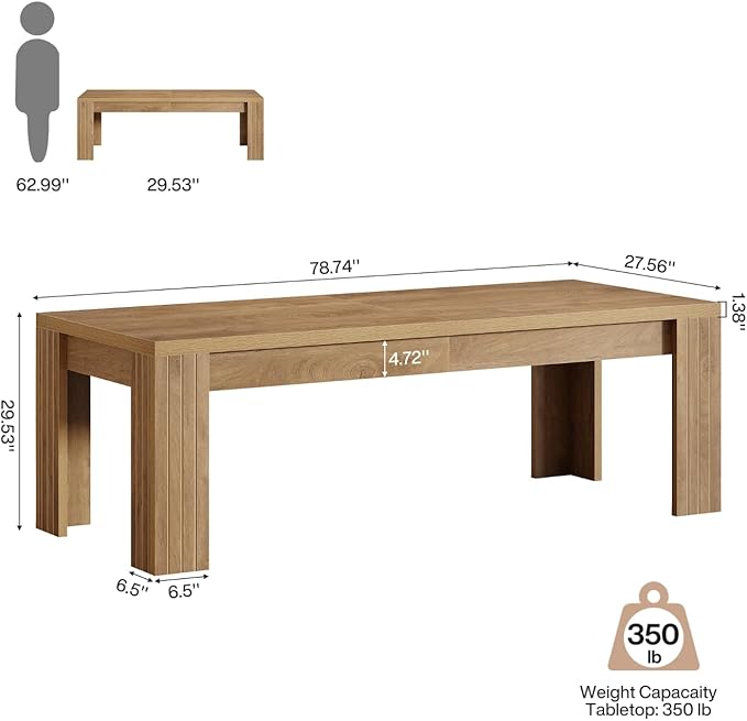 Tribesigns Two Person Desk 78.7-Inch 2 Person Gaming Desk Extra Long Farmhouse Double Computer Desk for Home Office Rustic Brown