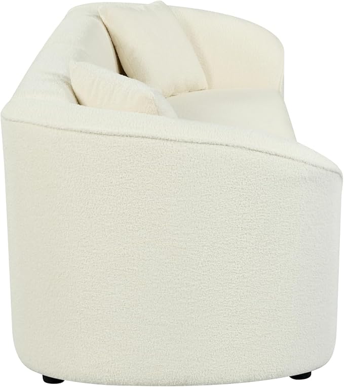 Christopher Knight Home Sabbo 87.50 Boucle Upholstered Couch Oversized 2 Seater Sofa Curved Soft Seating Lounge Sofa Chair Cozy Loveseat with Armrest Reading Sofa for Living Room Home Rest Beige