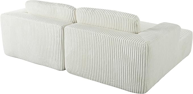 86-Inch Fluffy Corduroy Boneless Sleeper Daybed Loveseat Double Recliner Chaise Lounge Sofa Couches Floor Cloud Sofa Chaise W/4 Pillows for Home Apartment Living Room