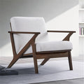 Zola Mid Century Modern Accent Chair Arm Chair: The Perfect Reading Living Room and Bedroom Chairs for Modern Home Furniture Use! Solid Wood Frame White Boucle/Walnut