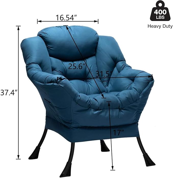 HollyHOME Lazy Chair with Armrest and Side Pocket Comfy Accent Lounge ChairLeisure Sofa Armchair for Living Room Bedroom Dorm or Small Spaces Oversized Reading Sofa ChairNavy Blue