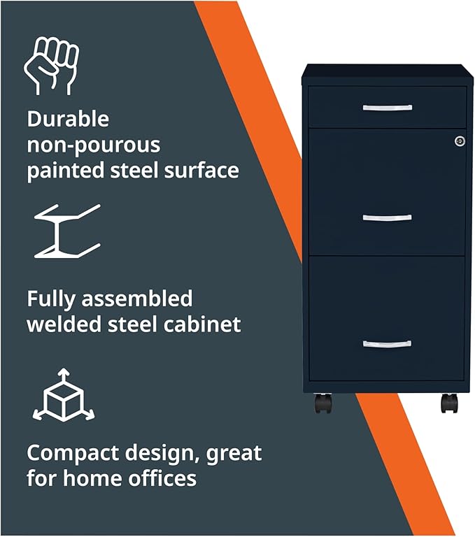 LYS SOHO Box/File/File Mobile Navy File Cabinet 3 Drawer
