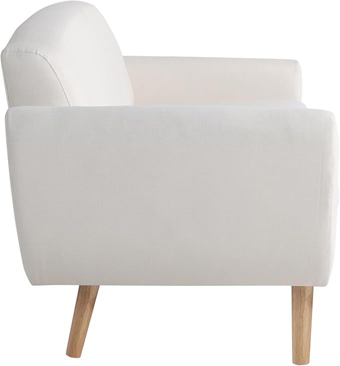 Serta Gatewood 61.2 Modern Boho Sofa Curved Arms and Back Cushion Dream Coil Comfort Solid Wood Legs Easy Assembly Woven Polyester Fabric Cream