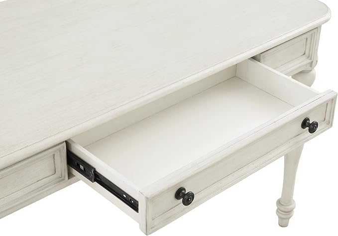 OSP Home Furnishings Country Meadows 48 Inch Writing Desk with Drawer Antique White