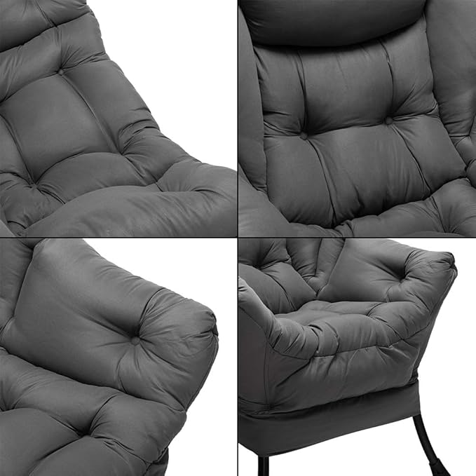 HollyHOME Lazy Chair with Armrest and Side Pocket Comfy Accent Lounge ChairLeisure Sofa Armchair for Living Room Bedroom Dorm or Small Spaces Oversized Reading Sofa ChairDark Grey