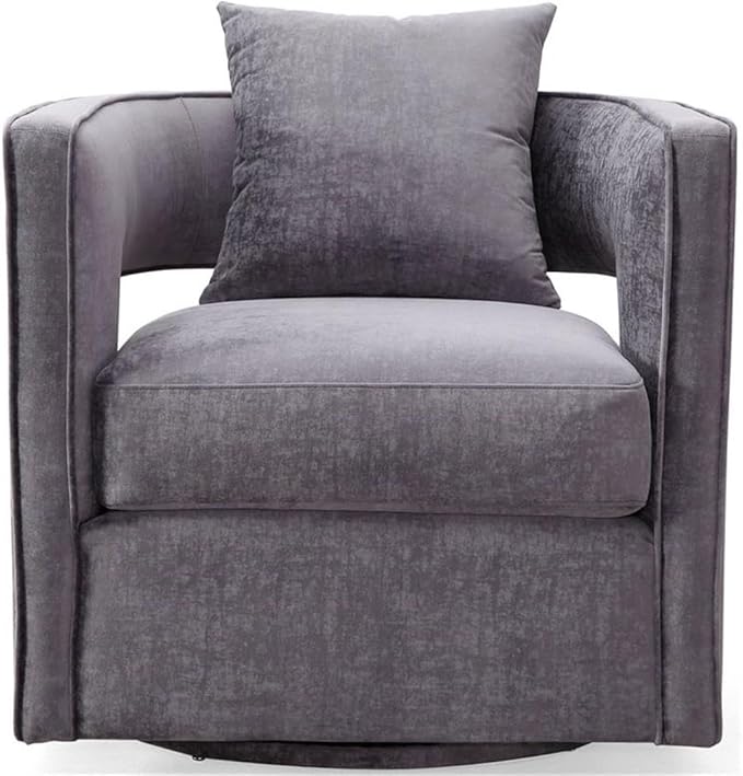 Tov Furniture Kennedy Modern Handmade Velvet Swivel Chair Gray