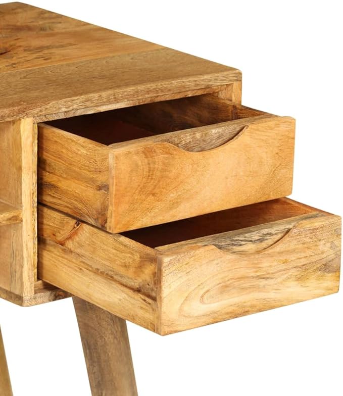 Wooden Writing Computer Desk with 4 Drawers and a Shelf Home Office Desk Writing Study Table PC Desk Workstation for Bedroom Solid Mango Wood 45.3x18.5x29.9