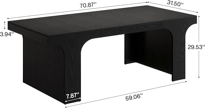 Tribesigns 70.9-Inch Executive Desk Large Wooden Computer Office Desk Modern Writing Table Business Workspace Home Office Furniture with Arched Design Black