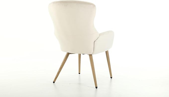 Hengming Accent Chair Modern Tufted Button Wingback Vanity Chair with Arms Upholstered Tall Back Desk Chair with Metal Legs for Living Room Bedroom Waiting Room(Blue)