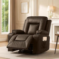 COMHOMA Recliner ChairPU Rocking Chair for AdultsSwivel Recliner with Cup HoldersSingle Sofa Seat with Side Pockets for Living RoomBedroom(Brown)