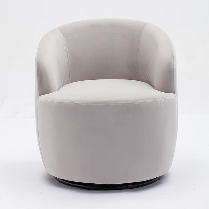 Swivel Barrel Accent Chair Velvet 360° Swivel Chair Small Leisure Chair Single Sofa Chair with Metal Swivel Base for Living Room Hotel Bedroom Office Coffee Shop (Gray + Velvet)