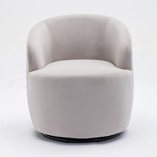 Swivel Barrel Accent Chair Velvet 360° Swivel Chair Small Leisure Chair Single Sofa Chair with Metal Swivel Base for Living Room Hotel Bedroom Office Coffee Shop (Gray + Velvet)