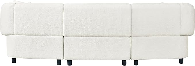 Christopher Knight Home Obito Boucle Upholstered 3-Seater Sofa Modern Home Sofa Living Room Wooden Large Upholstered Sofa Couch for Apartment/Home Office Light Beige