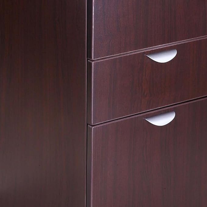 Mocha Deluxe Full Pedestal Box File Configuration Thermal Fused Melamine Construction with 3mm PVC Edge Banding Scratch Resistant Finish Full Extension Ball Bearing Slides Contemporary Design
