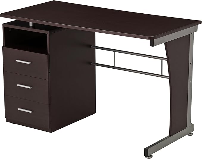 47.25 Computer Desk with Drawers Home Office Desk with Storage Heavy Duty and Water Resistant Study Table Chocolate Brown
