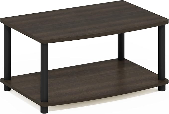Furinno TURN-N-TUBE TV Riser Stand 2-Tier Small Elevated No Tools TV Stand TV Console for TV up to 32 inch 15.8 x 23.8 x 11 for Living Room Bedroom Dark Brown