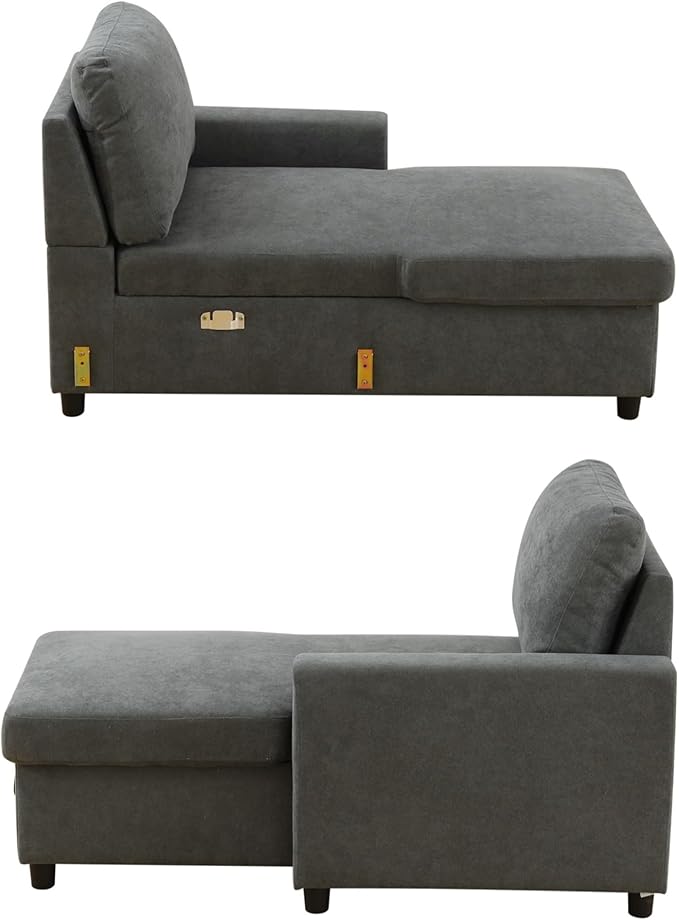 83 Inch Pull Out Couch Convertible Sofa Bed for Living Room Comfortable Sleeper Sofa with Pull Out Bed Modern Sectional Couches with Storage Chaise Easy Assembly for Apartment Dark Grey