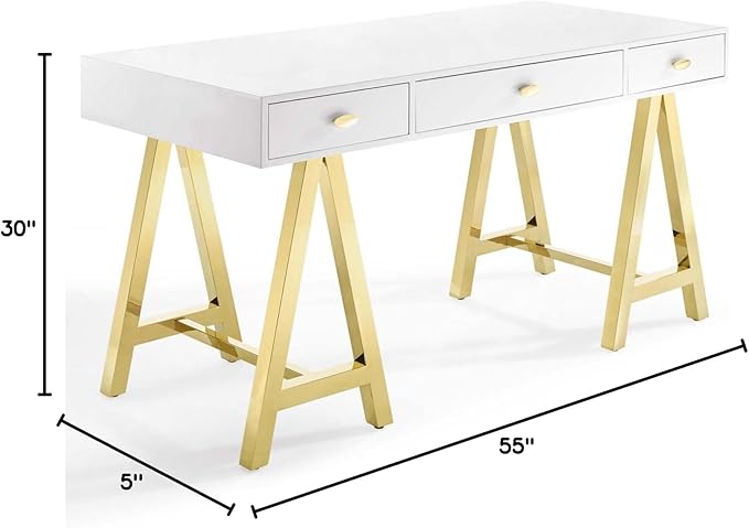 Modway Jettison Office Desk Gold White