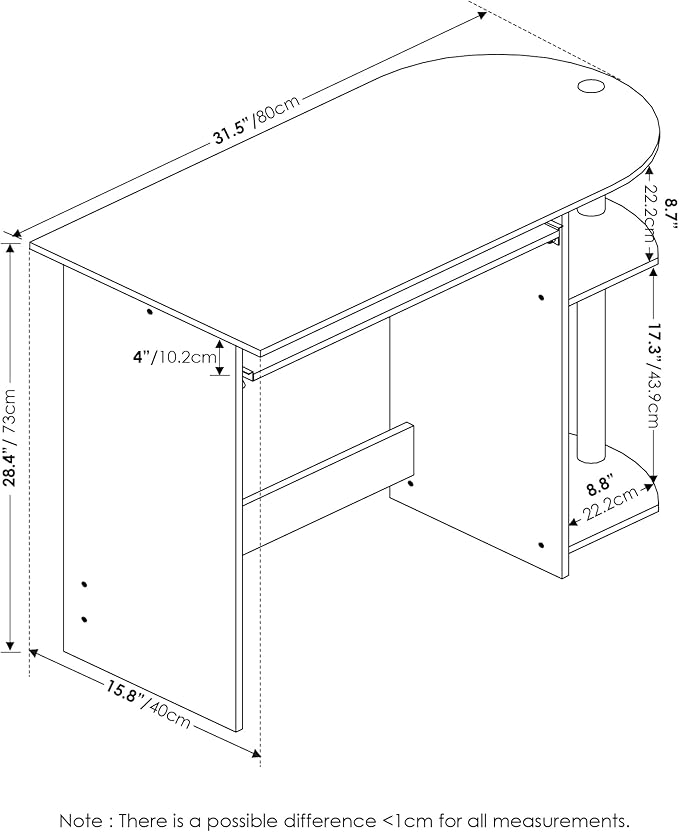 Furinno Simplistic Easy Assembly Computer Desk with Keyboard Tray White Oak/Stainless Steel