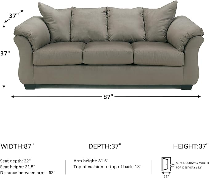 Signature Design by Ashley Darcy Casual Plush Sofa Grayish Brown