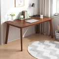 IOTXY Simple Wooden Writing Desk - Modern Minimalist Style PC Laptop Computer Workbench with Solid Wood Legs 55 W Home Office Work Table for TV Stand Music Video Live Broadcast Workstation Walnut