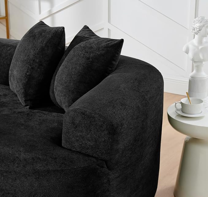 Curved Boneless Sofa Couches 4-Seat Tight Backrest Couch for Living Room Bedroom Boneless Cloud Sofa with 4 Pillows Floor Sofa in A Box No Assembly Required