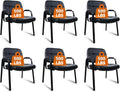 CLATINA Big &amp Tall 500 lbs Waiting Room Chair Leather Office Reception Guest Chair No Wheels with Padded Arms for Elderly Home Desk Conference Room Lobby Side Salon Clinic Black(6 Pack)