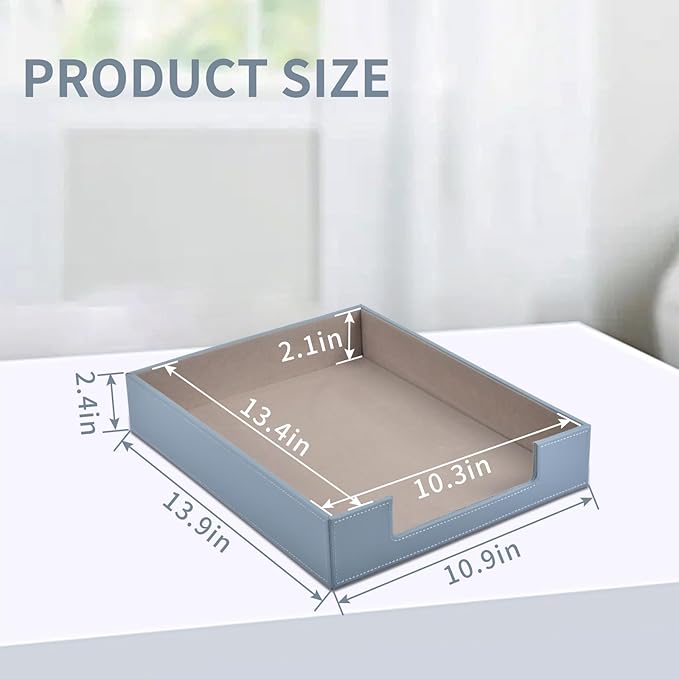 Leather Letter Tray Office Supplies Desk Organizer for Mail Paper Files Magazines Jewelry CosmeticsLuxury Letter Holder&ampMultipurpos Stackable Storage Box Office DesktopGrey