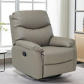Recliner Sofa Rocking Chair Swivel Manual Adjustable 360 Degree Spinning with Ergonomics Lumbar Support Natural Leather for Home Theater Seating Living Room Bedroom Nursery Grey