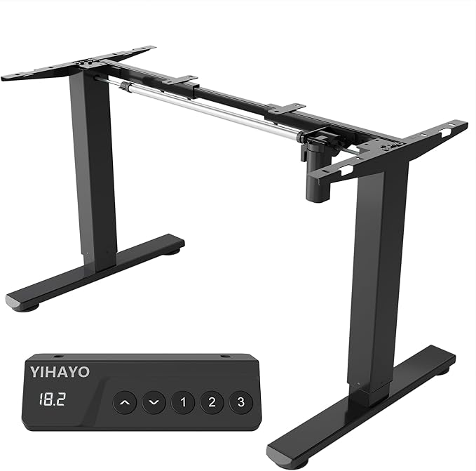 YIHAYO Low Height Adjustable Desk Frame Lifts 18.1-28.3 Inches Electric Standing Desk for Short People DIY Workstation Computer Table for Home Office (Black)