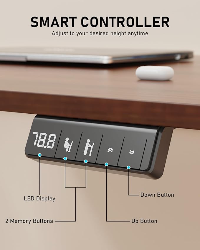 Standing Desk Small Height Adjustable Electric Stand up Desk 40 x 24 Sit Stand Computer Home Office Desk with Splice Board Black Frame/Walnut Top