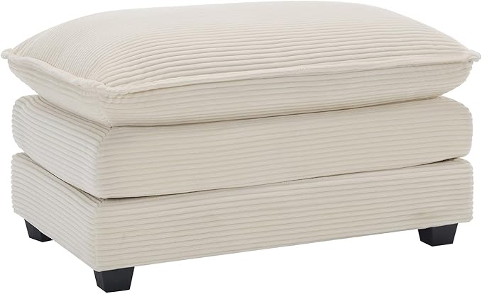 mikibama Corduroy Upholstered Couches Ottoman for Modular Sectional Sofa Beige