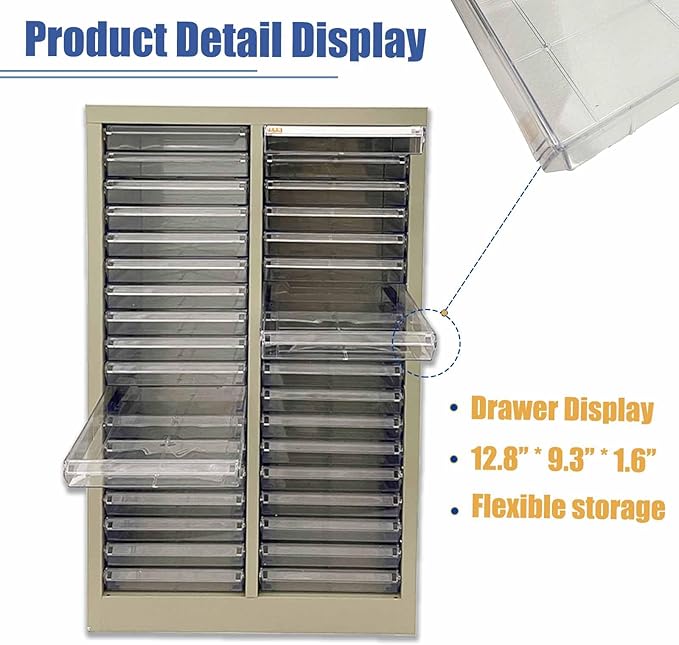 TECHTONGDA File Cabinet 36 Drawer Vertical Metal Lateral Filing Storage Cabinet Large Capacity Anti-Slip Drawer for A4 Paper Stamps Invoices