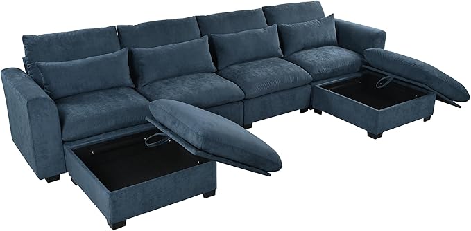 U-Shaped Modular Sofa Freely Transformable Living Room Corner Couch with Two Ottomans Suitable for Home