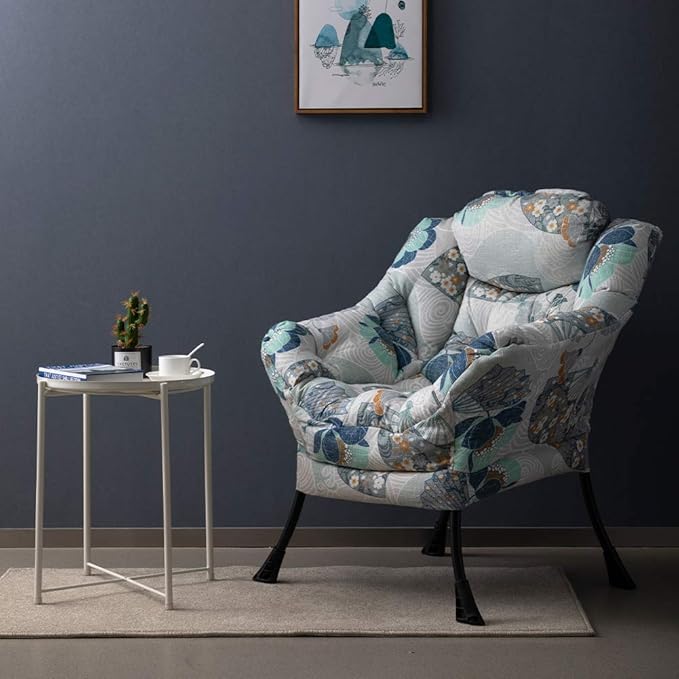 HollyHOME Lazy Chair with Armrest and Side Pocket Comfy Accent Lounge ChairLeisure Sofa Armchair for Living Room Bedroom Dorm or Small Spaces Oversized Reading Sofa ChairFan Print