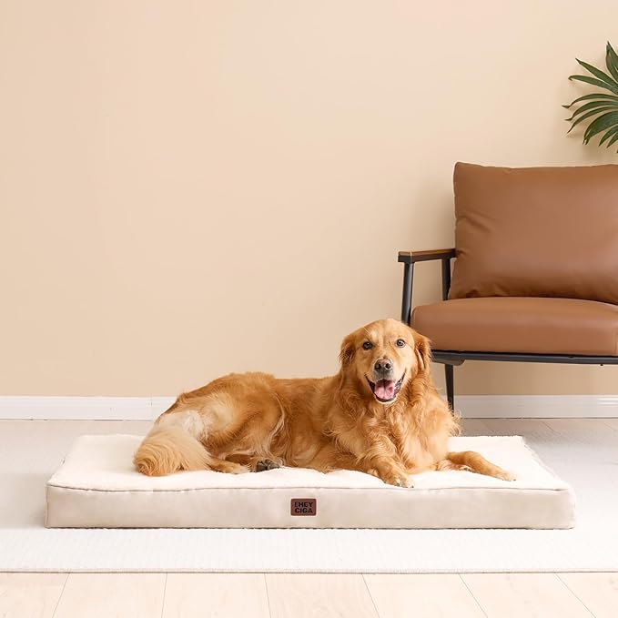 EHEYCIGA Orthopedic Dog Beds for Large Dogs with Removable Washable Cover Camel 36x27