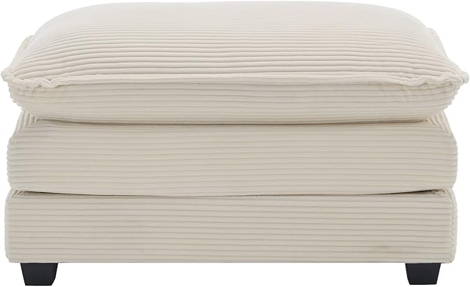 mikibama Corduroy Upholstered Couches Ottoman for Modular Sectional Sofa Beige